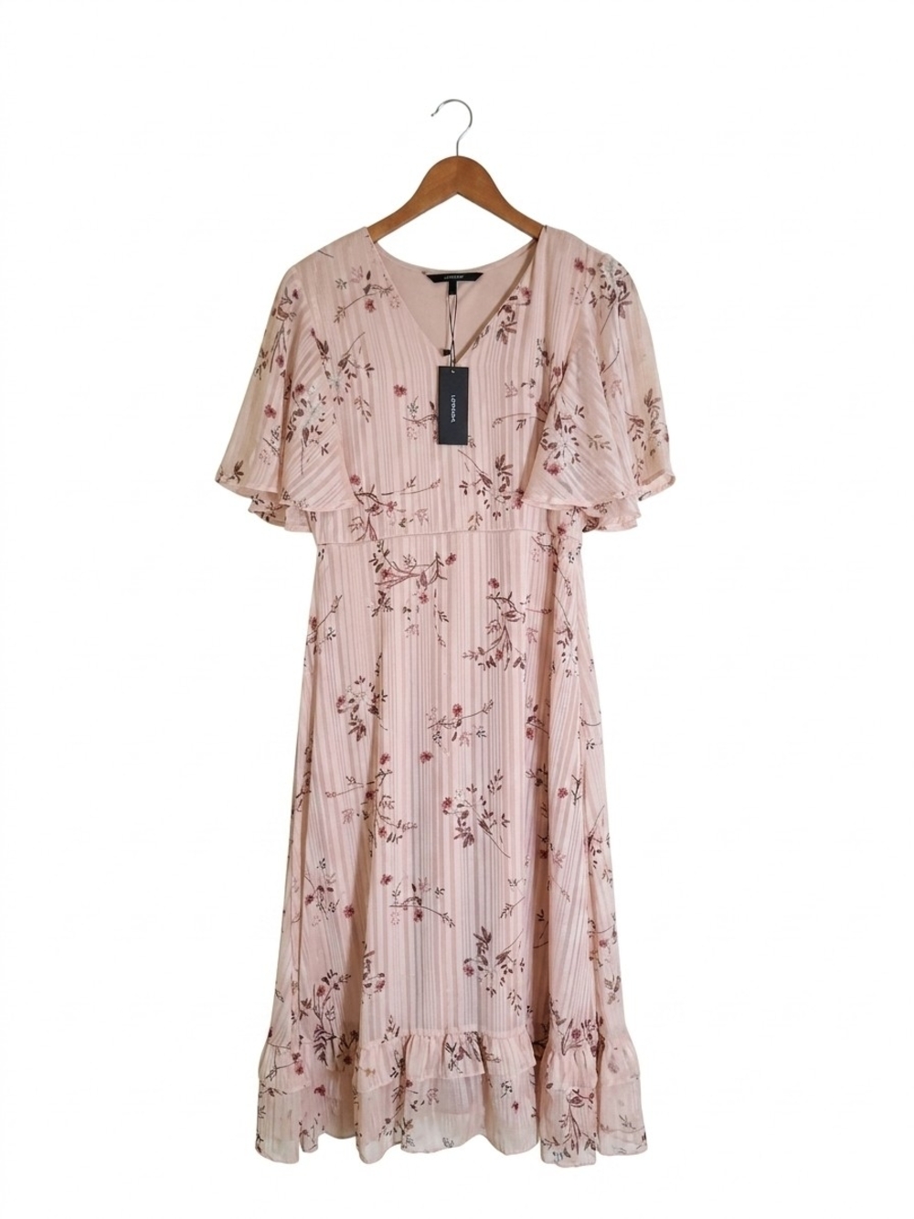 NWT Vero Moda Pink Floral Pleated Midi Dress Size L